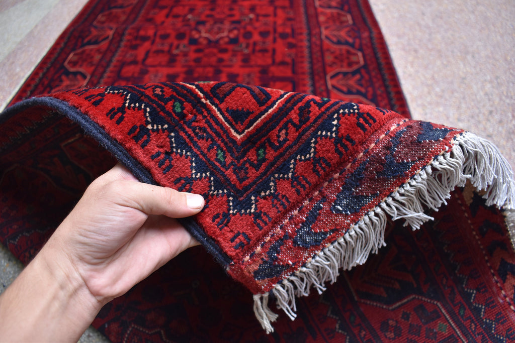 3x32ft, Runner Rug – Extra Long Afghan Red Carpet, Handknotted Wool Hallway Rug, Ideal for Weddings, Ceremonies, Events, Office or Entryway