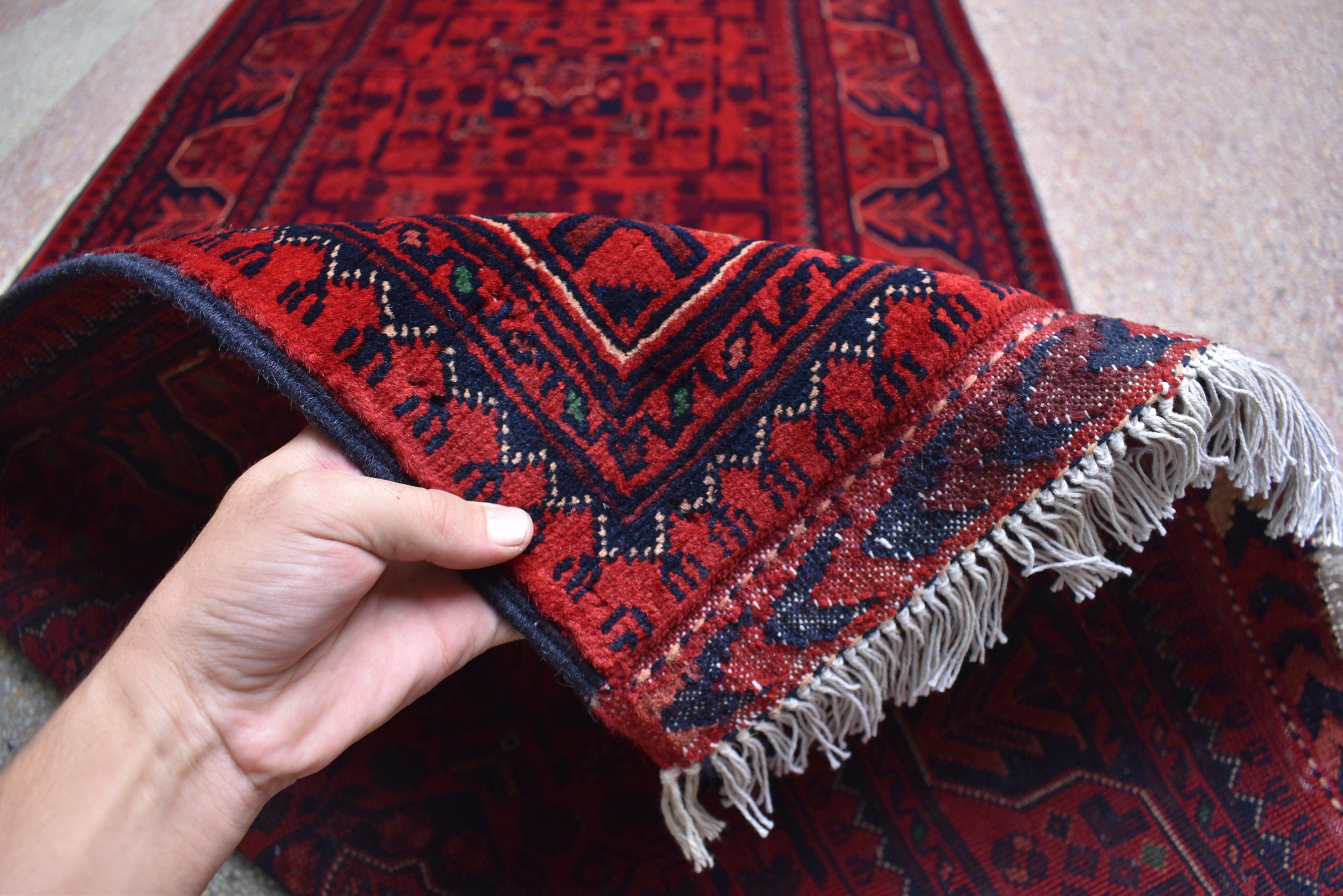 3x32ft, Runner Rug – Extra Long Afghan Red Carpet, Handknotted Wool Hallway Rug, Ideal for Weddings, Ceremonies, Events, Office or Entryway