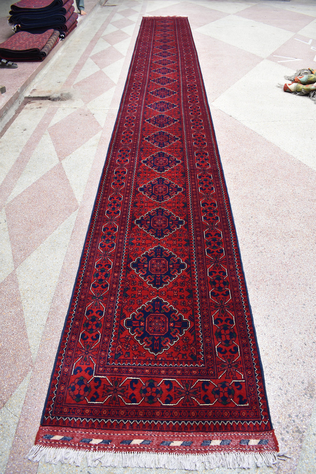 23.2 x 2.8 Ft Long Runner Best Quality Turkmen Khamiyab Khal Mohammadi Bokhara Runner Afghan Handmade Wool Oriental Hallway runner