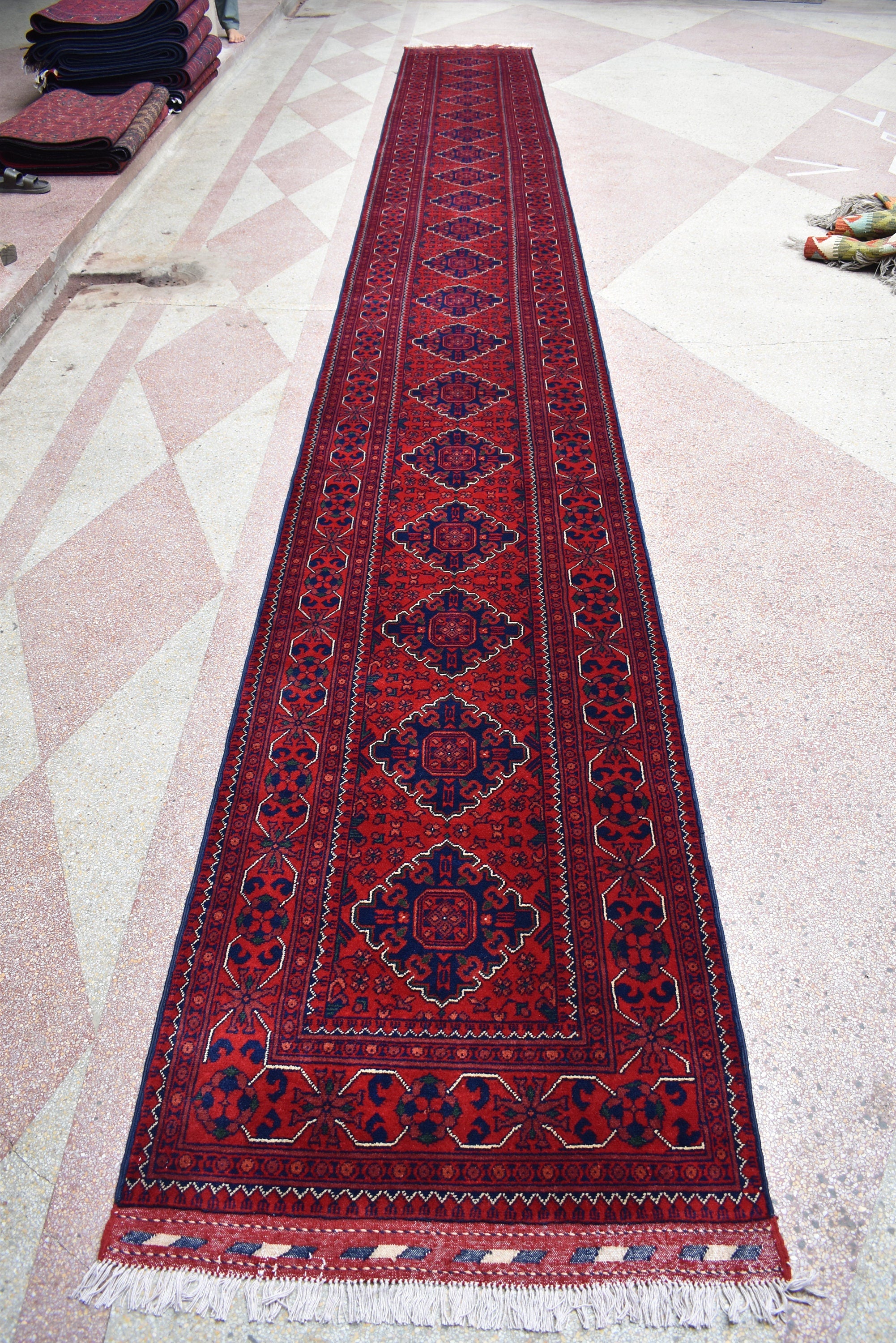 23.2 x 2.8 Ft Long Runner Best Quality Turkmen Khamiyab Khal Mohammadi Bokhara Runner Afghan Handmade Wool Oriental Hallway runner