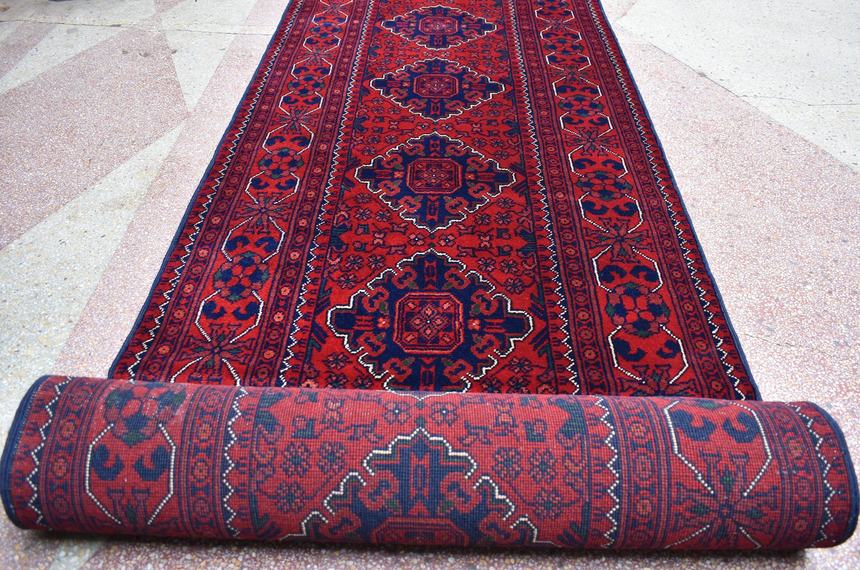 23.2 x 2.8 Ft Long Runner Best Quality Turkmen Khamiyab Khal Mohammadi Bokhara Runner Afghan Handmade Wool Oriental Hallway runner