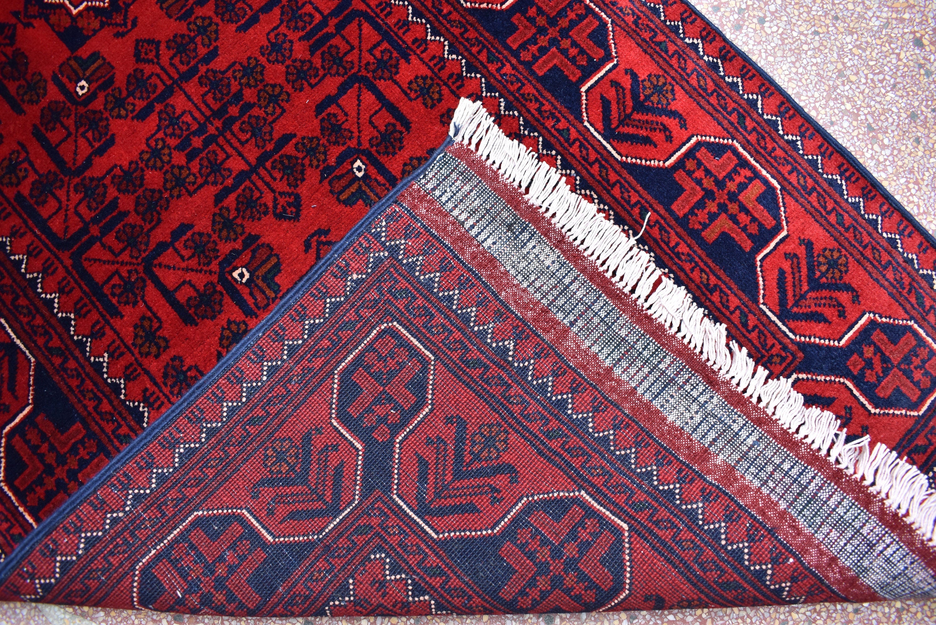 3x20ft Red Bukhara Runner Rug – Hand-Knotted Afghan Wool Rug, Ideal for Hallways, Weddings, Festivals & Traditional Events 598X77 cm