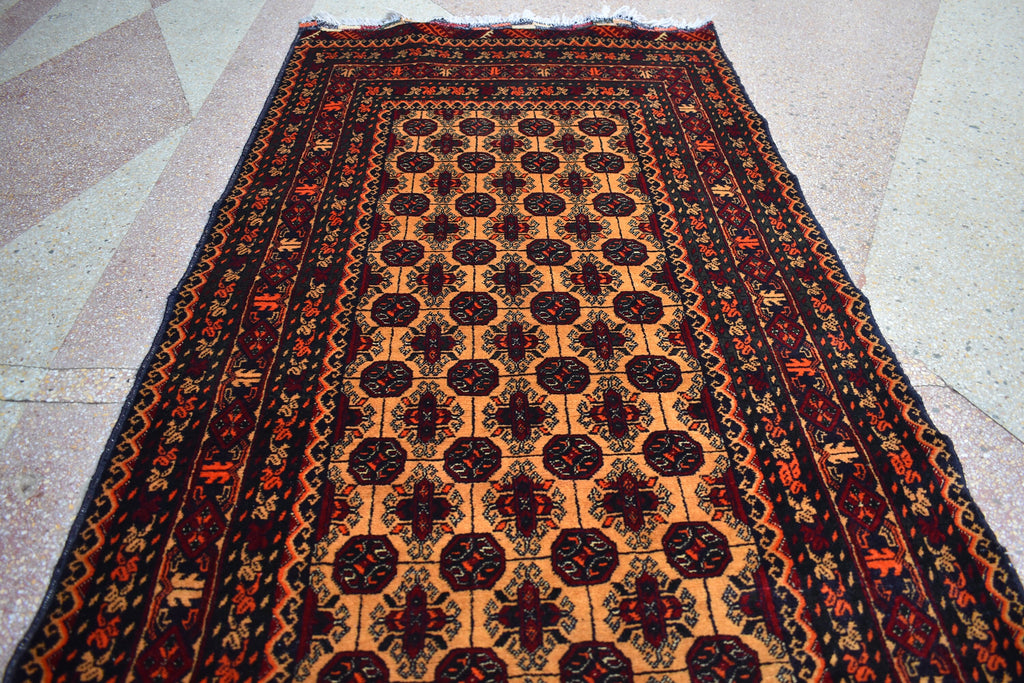 9.0 x 2.9 Afghan Runner Afghan Turkmen Bukhara Rug Runner Handamde Afghan Hallway Runner Oriental Runner Afghan