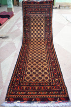 9.0 x 2.9 Afghan Runner Afghan Turkmen Bukhara Rug Runner Handamde Afghan Hallway Runner Oriental Runner Afghan