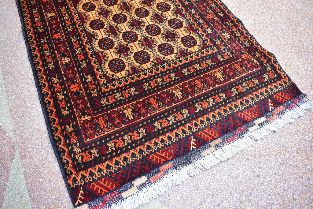 9.0 x 2.9 Afghan Runner Afghan Turkmen Bukhara Rug Runner Handamde Afghan Hallway Runner Oriental Runner Afghan