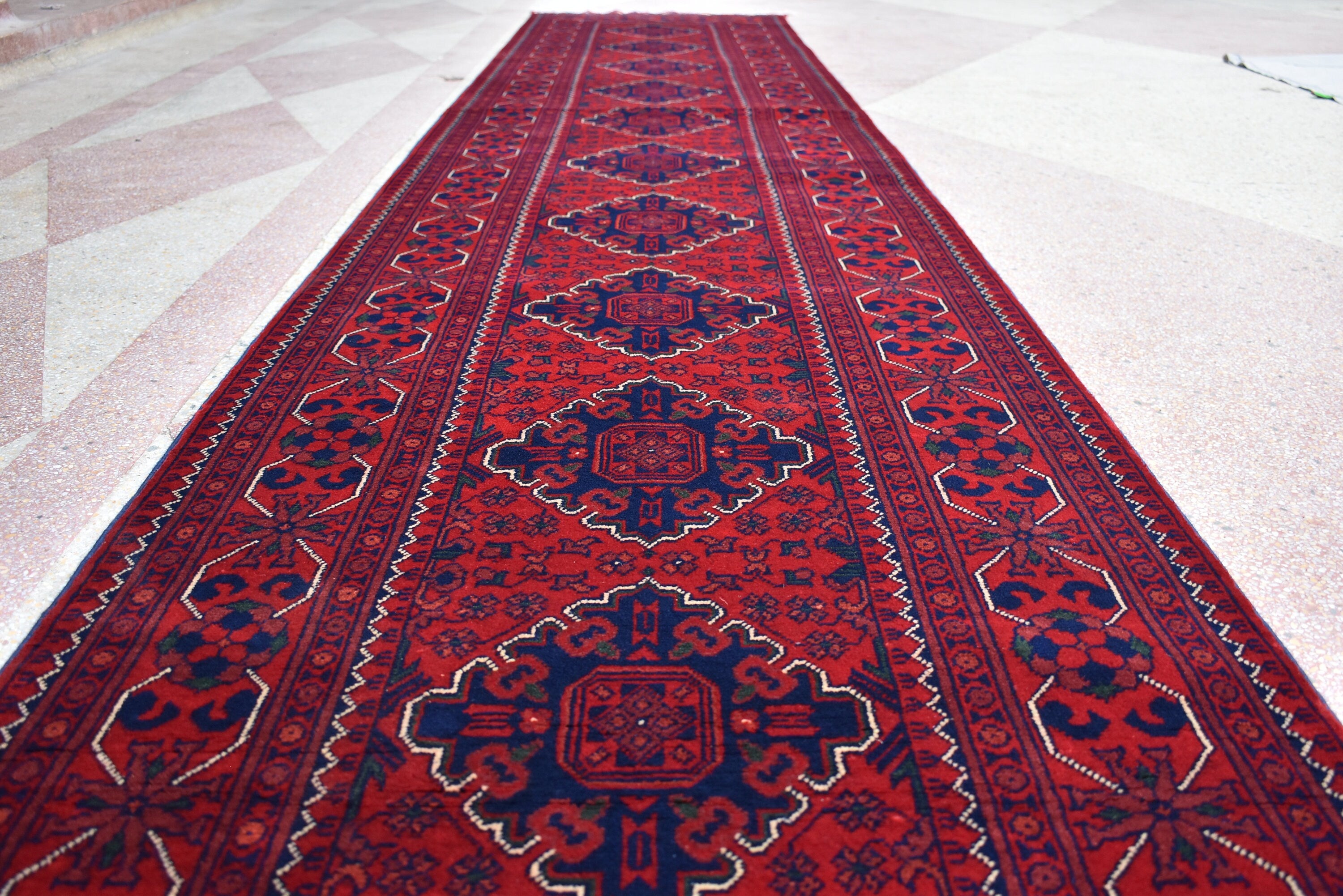 3x23Ft Long Handwoven Afghan Hallway Runner Rug, Turkmen Wool Extra Long Narrow Rug, Corridor Rug, Entryway Rug, Rug for Parties, Functions