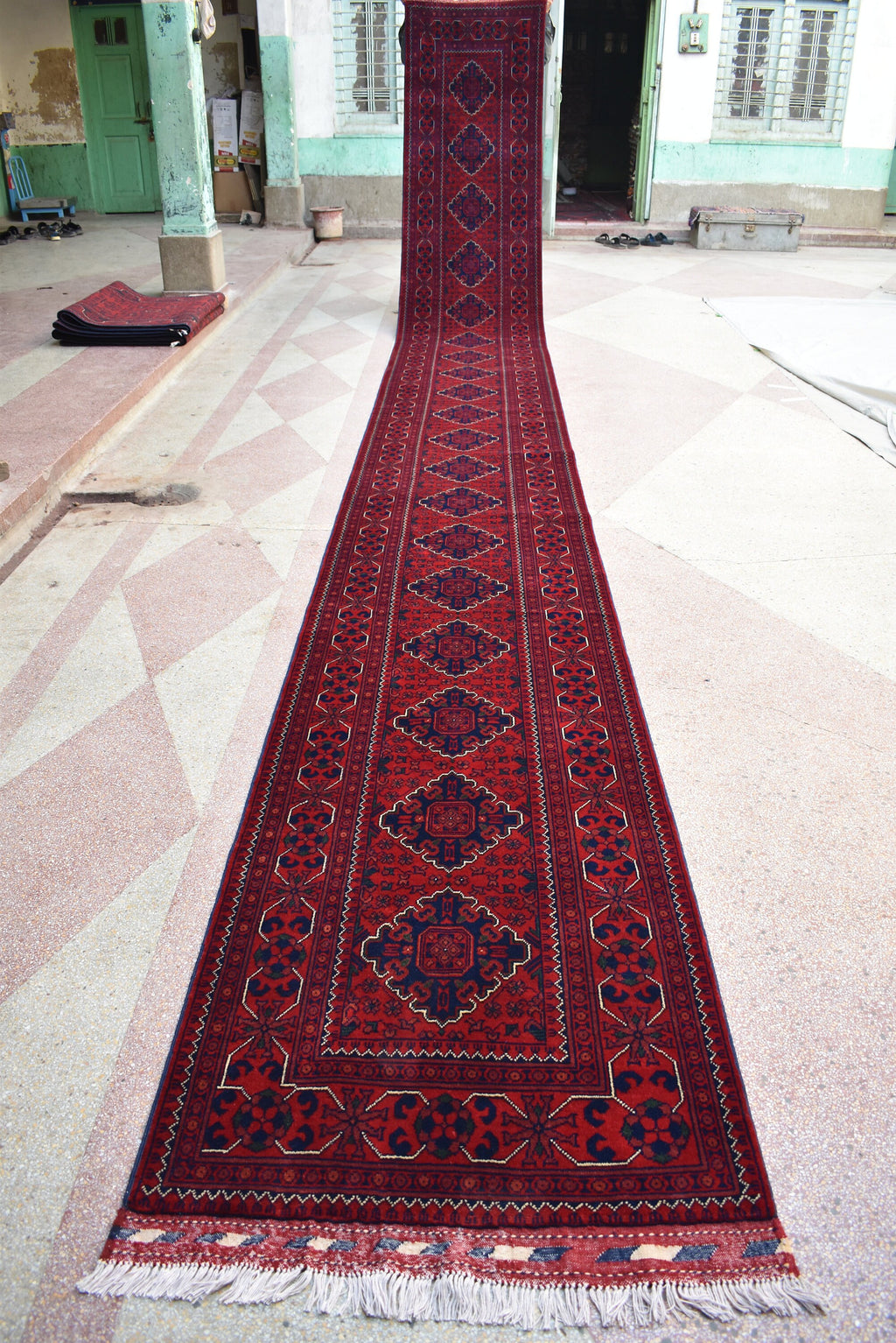 3x23Ft Long Handwoven Afghan Hallway Runner Rug, Turkmen Wool Extra Long Narrow Rug, Corridor Rug, Entryway Rug, Rug for Parties, Functions