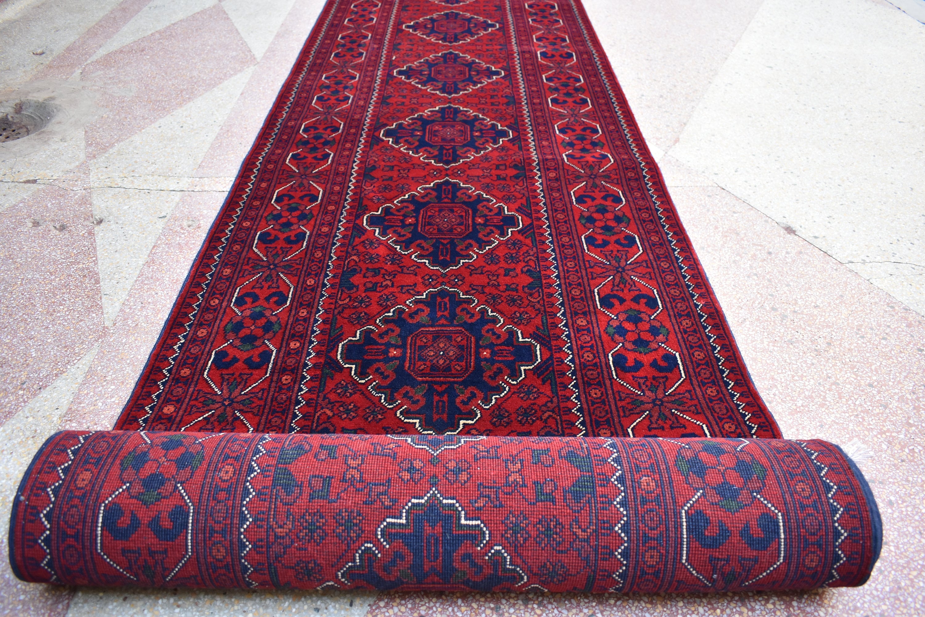 3x23Ft Long Handwoven Afghan Hallway Runner Rug, Turkmen Wool Extra Long Narrow Rug, Corridor Rug, Entryway Rug, Rug for Parties, Functions