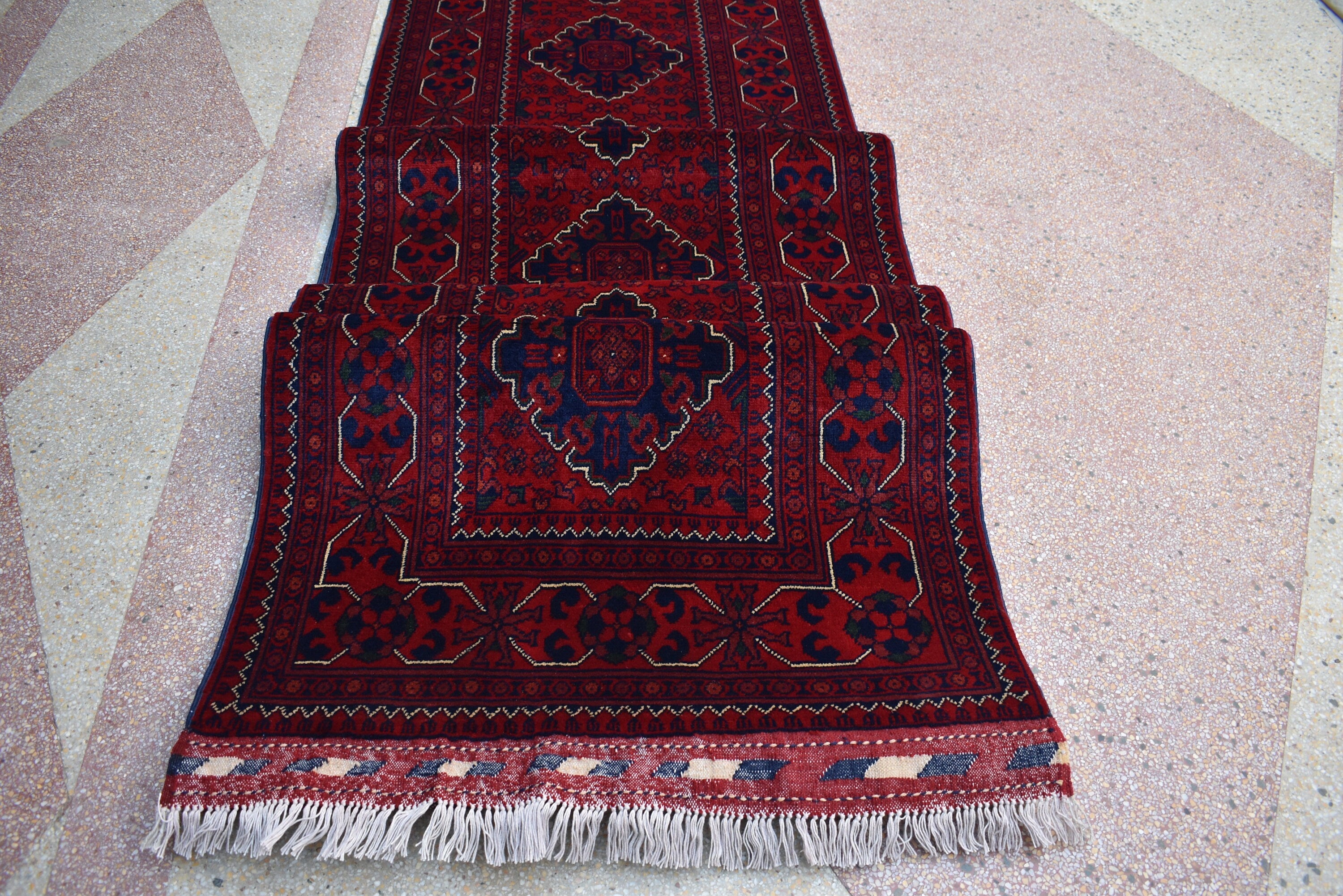 3x23Ft Long Handwoven Afghan Hallway Runner Rug, Turkmen Wool Extra Long Narrow Rug, Corridor Rug, Entryway Rug, Rug for Parties, Functions