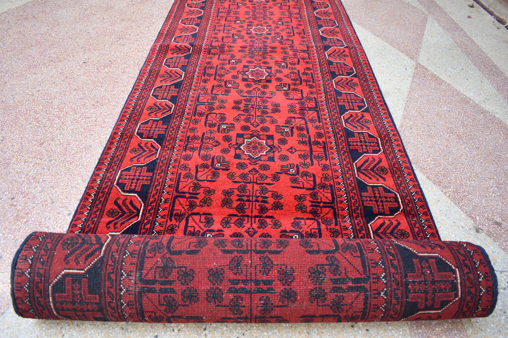 12.11 x 2.9 Ft Long Runner Best Quality TUrkmen Khamyab Khal Mohammadi Bokhara Runner Afghan Handmade Wool Oriental Hallway Runner