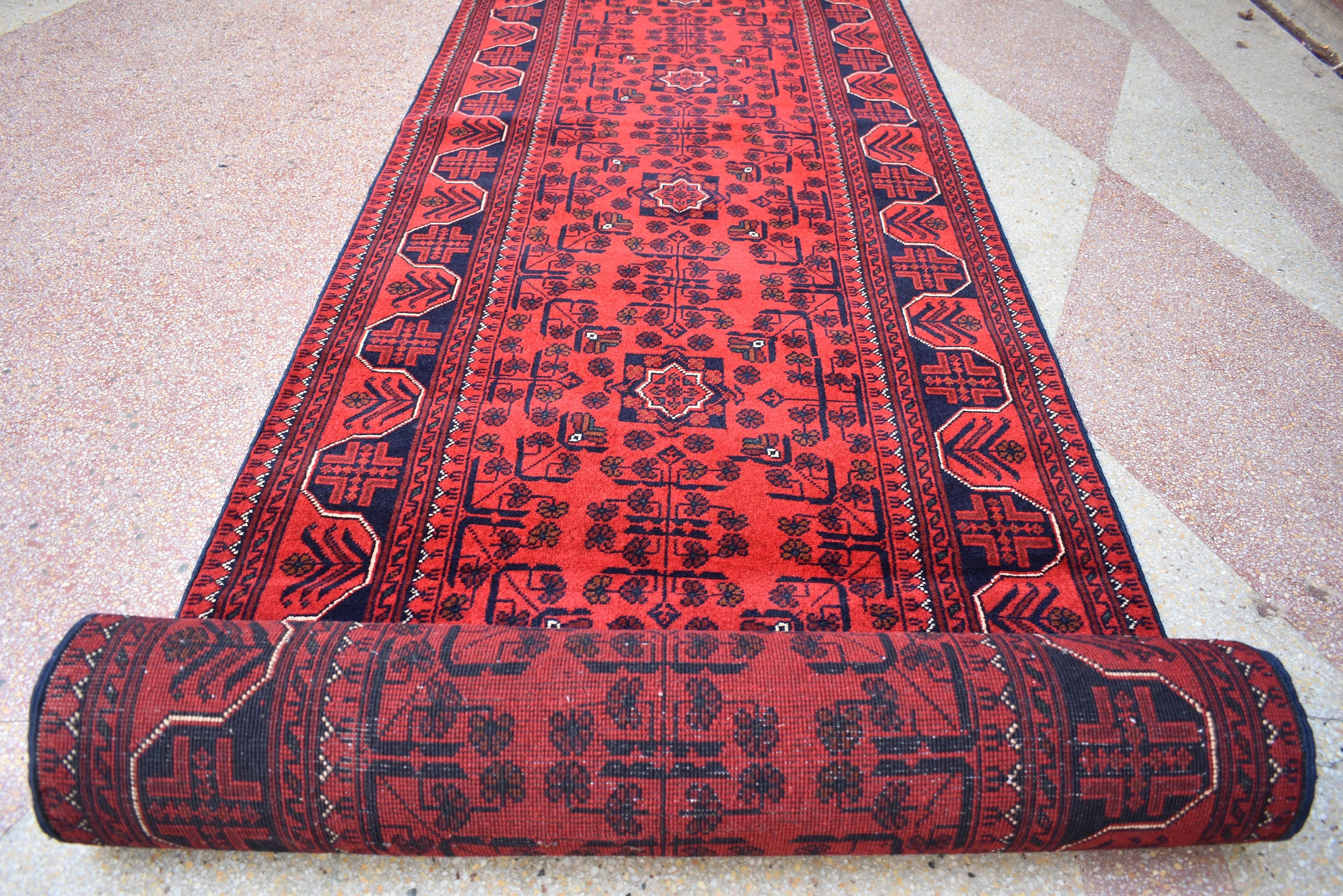 12.11 x 2.9 Ft Long Runner Best Quality TUrkmen Khamyab Khal Mohammadi Bokhara Runner Afghan Handmade Wool Oriental Hallway Runner