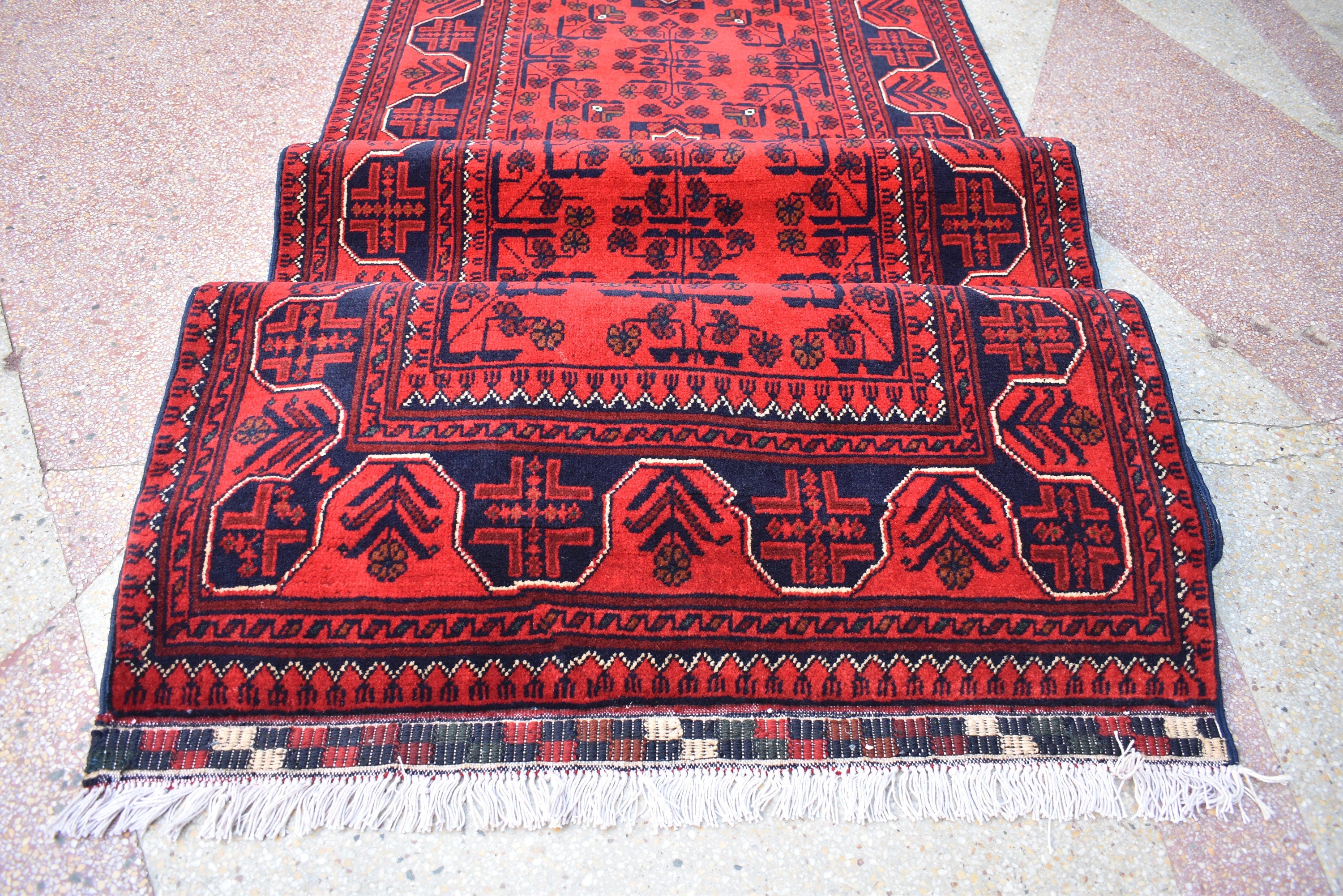 12.11 x 2.9 Ft Long Runner Best Quality TUrkmen Khamyab Khal Mohammadi Bokhara Runner Afghan Handmade Wool Oriental Hallway Runner
