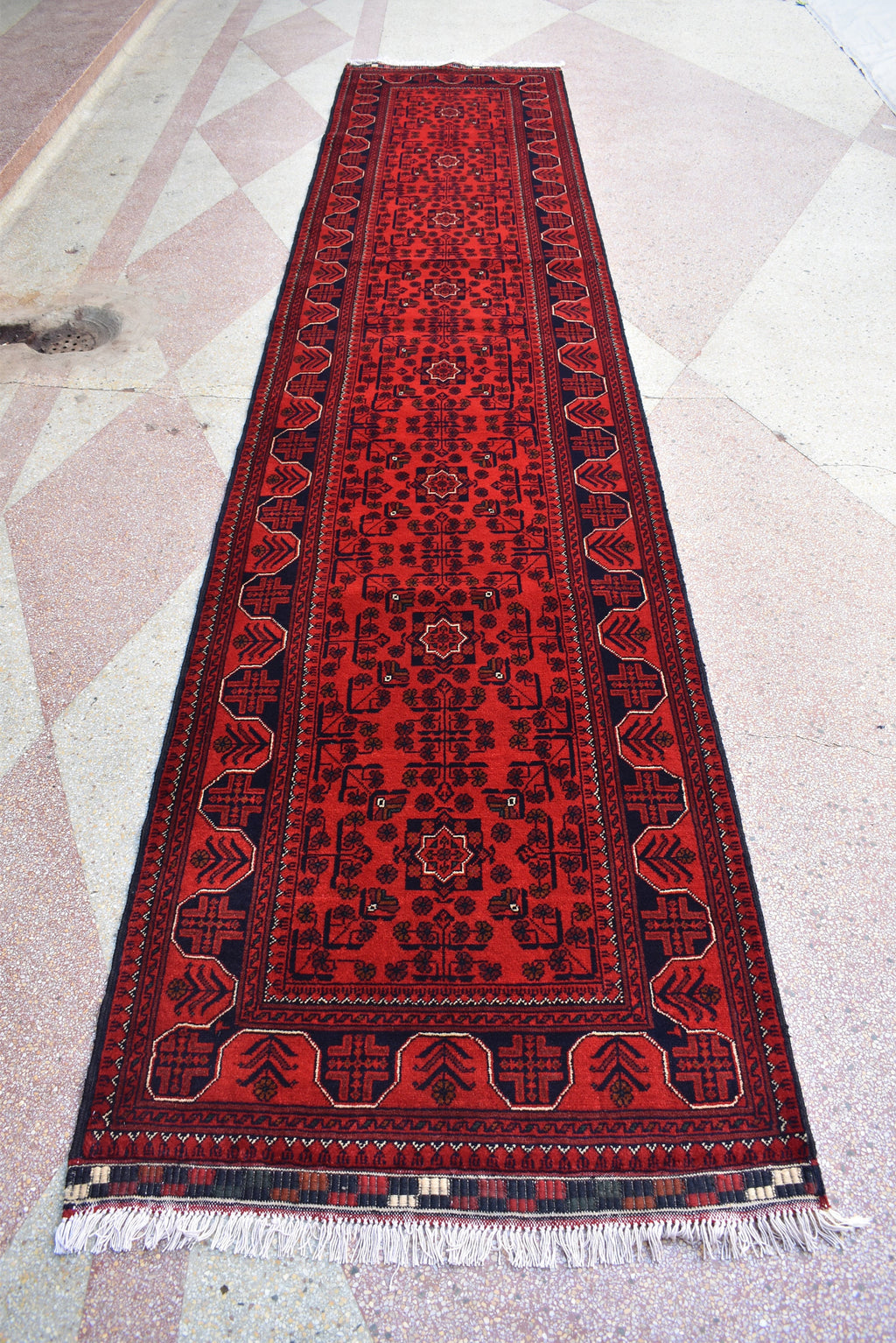 3x13Ft, Long Runner Best Quality Turkmen Khal Mohammadi Bokhara Runner, Afghan Handmade Wool Oriental Hallway Runner, Perfect for Festivals