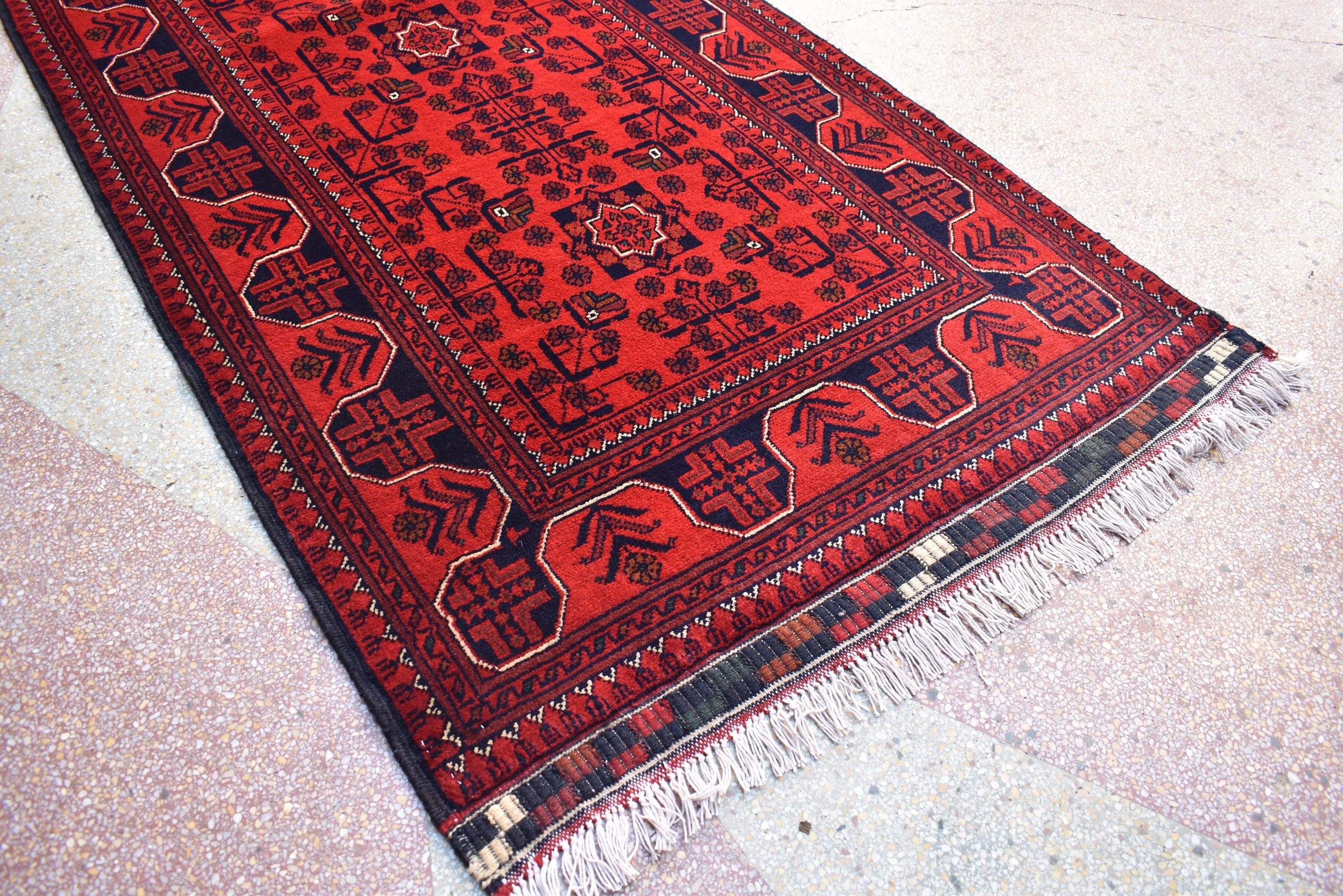 3x13Ft, Long Runner Best Quality Turkmen Khal Mohammadi Bokhara Runner, Afghan Handmade Wool Oriental Hallway Runner, Perfect for Festivals