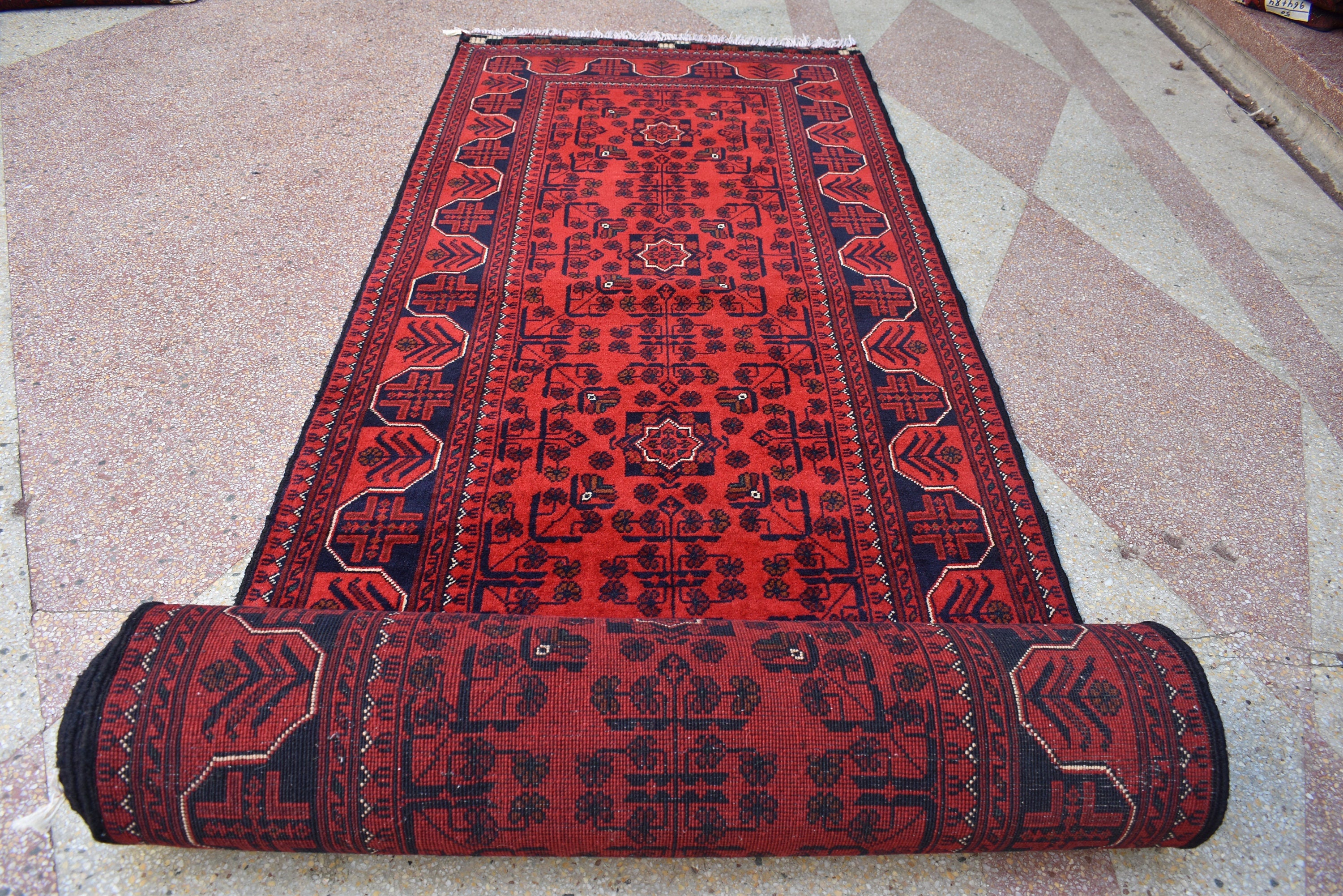 3x13Ft, Long Runner Best Quality Turkmen Khal Mohammadi Bokhara Runner, Afghan Handmade Wool Oriental Hallway Runner, Perfect for Festivals