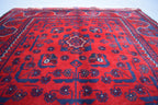 3x5 Bukhara Rug Hand-knotted Afghan Tribal Traditional Rug-Rich Red and Nay Blue Rug, Small Size Rug - Perfect For bedroom, Hallways, Office