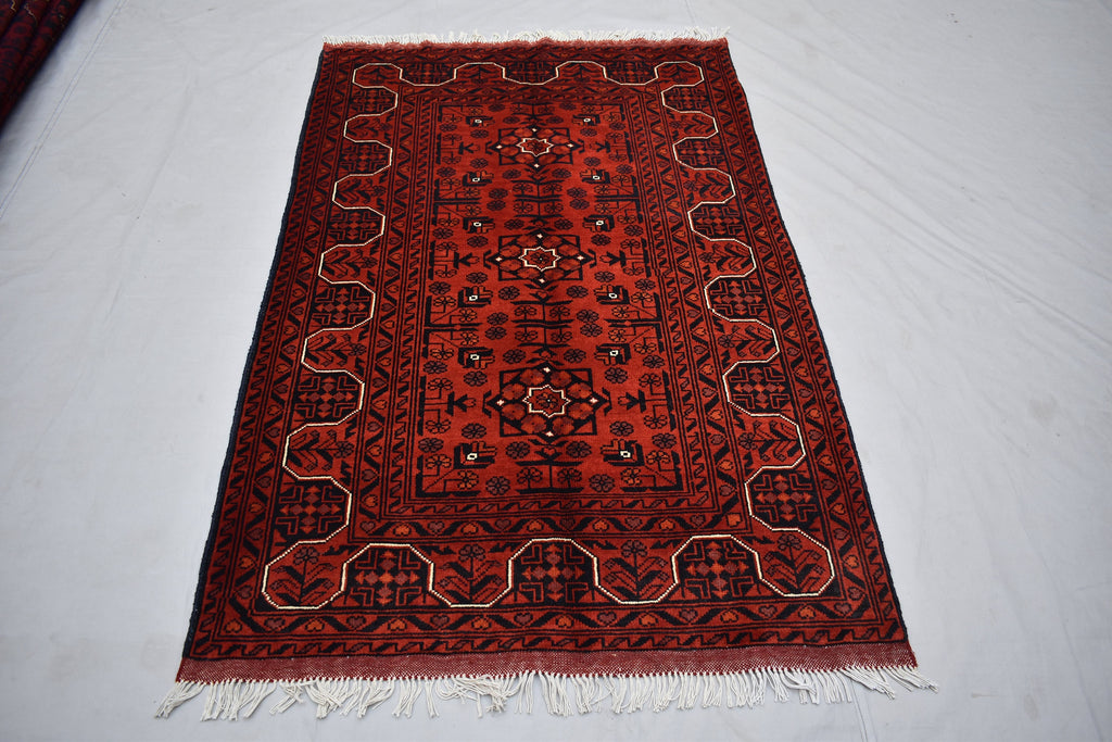 5.1 x 3.2 Ft Aghan Vintage Bokhara Rug Turkmen 100% Wool Afghan Veg dyes Handmade bukhara Pattern Area rug 5x3 Turkmen Oriental Rug
