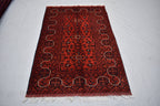 5.1 x 3.2 Ft Aghan Vintage Bokhara Rug Turkmen 100% Wool Afghan Veg dyes Handmade bukhara Pattern Area rug 5x3 Turkmen Oriental Rug