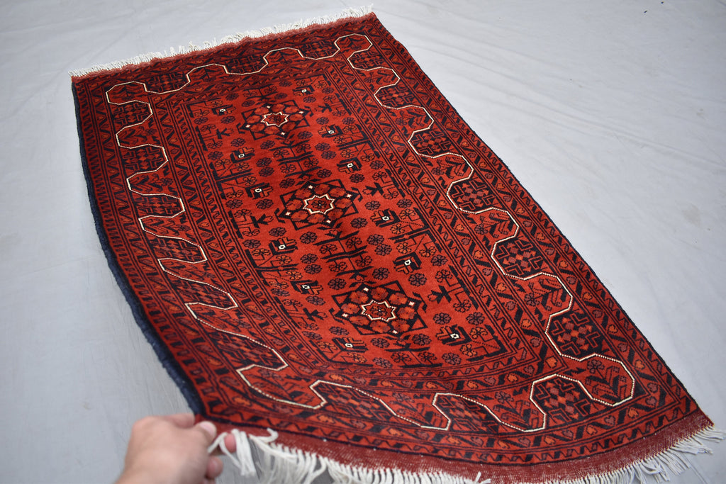 5.1 x 3.2 Ft Aghan Vintage Bokhara Rug Turkmen 100% Wool Afghan Veg dyes Handmade bukhara Pattern Area rug 5x3 Turkmen Oriental Rug