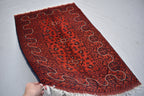 5.1 x 3.2 Ft Aghan Vintage Bokhara Rug Turkmen 100% Wool Afghan Veg dyes Handmade bukhara Pattern Area rug 5x3 Turkmen Oriental Rug
