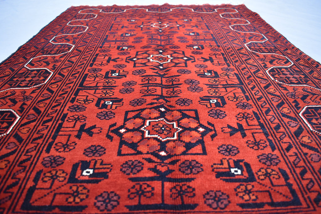 5.1 x 3.2 Ft Aghan Vintage Bokhara Rug Turkmen 100% Wool Afghan Veg dyes Handmade bukhara Pattern Area rug 5x3 Turkmen Oriental Rug