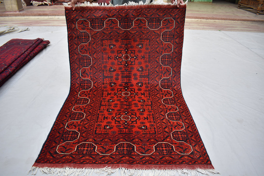 5.1 x 3.2 Ft Aghan Vintage Bokhara Rug Turkmen 100% Wool Afghan Veg dyes Handmade bukhara Pattern Area rug 5x3 Turkmen Oriental Rug