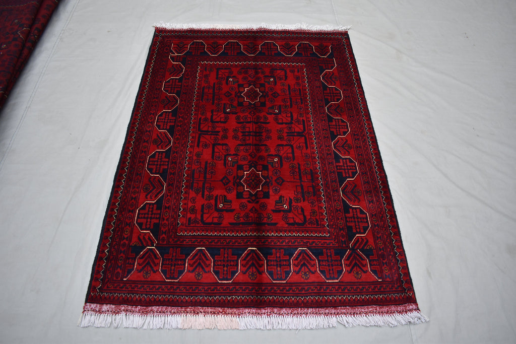 3x5 Bokhara Rug Turkmen 100% Wool Afghan Veg dyes Handmade Bukhara Pattern Turkmen Oriental Rug, Bedroom Rug, Living Room Rug 4.11x3.5 ft