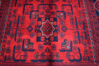3x5 Bokhara Rug Turkmen 100% Wool Afghan Veg dyes Handmade Bukhara Pattern Turkmen Oriental Rug, Bedroom Rug, Living Room Rug 4.11x3.5 ft