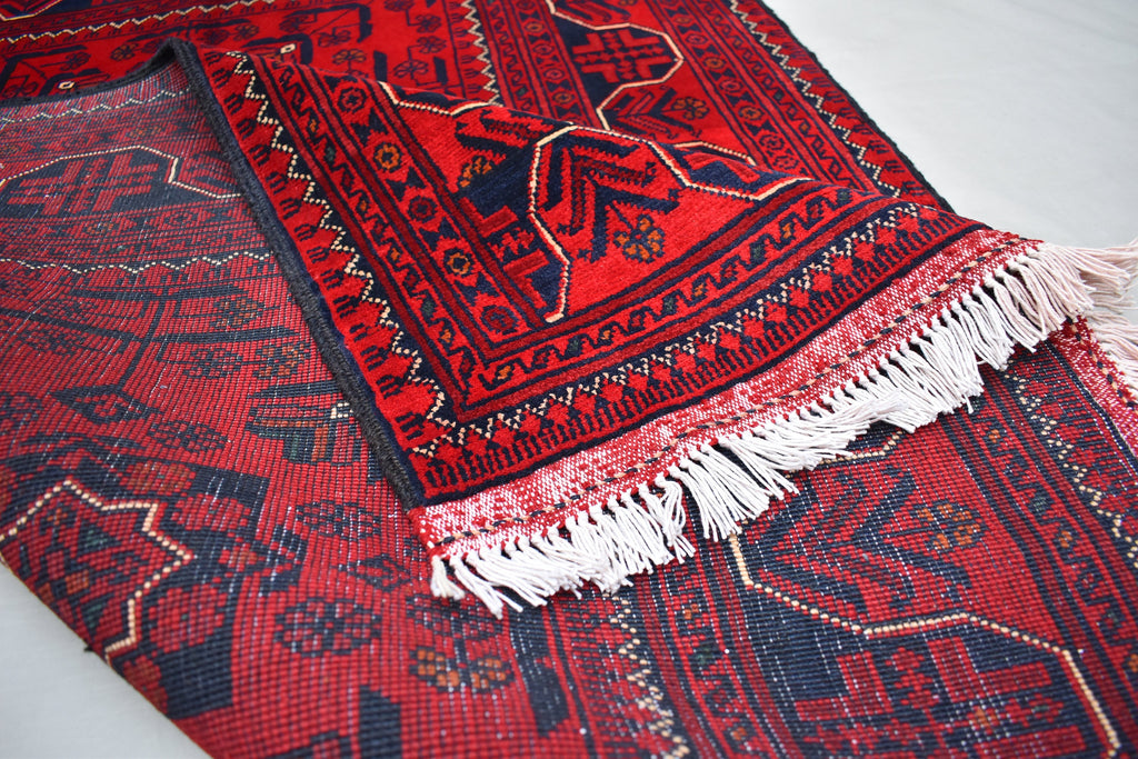 3x5 Bokhara Rug Turkmen 100% Wool Afghan Veg dyes Handmade Bukhara Pattern Turkmen Oriental Rug, Bedroom Rug, Living Room Rug 4.11x3.5 ft