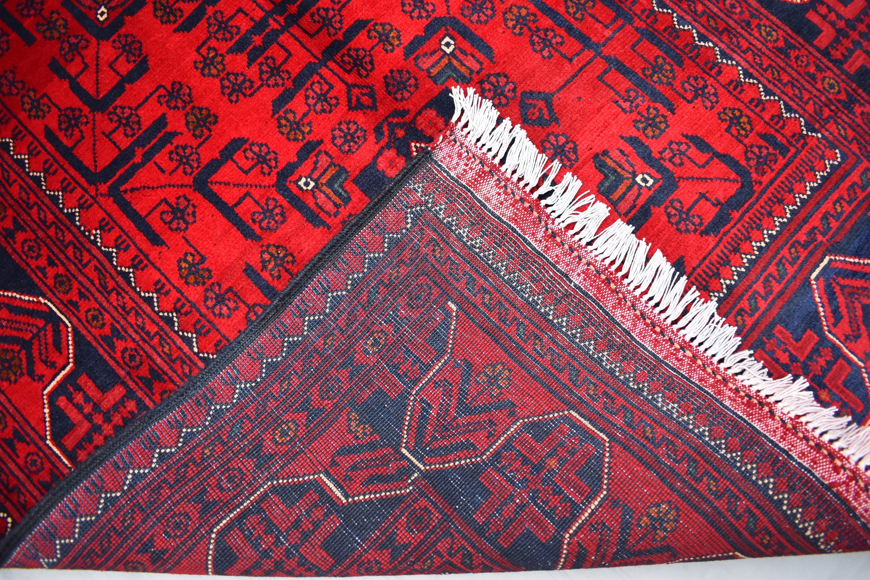3x5 Bokhara Rug Turkmen 100% Wool Afghan Veg dyes Handmade Bukhara Pattern Turkmen Oriental Rug, Bedroom Rug, Living Room Rug 4.11x3.5 ft