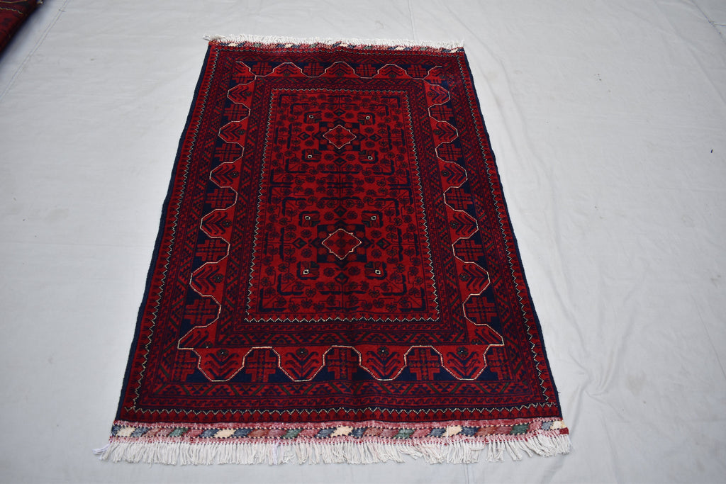 3x5Ft, Bukhara Rug Turkmen 100% Wool Afghan Vegetable dyes Rug, Boho Home Decor, Living Room Rug, Bedroom Rug, Red Rug for home