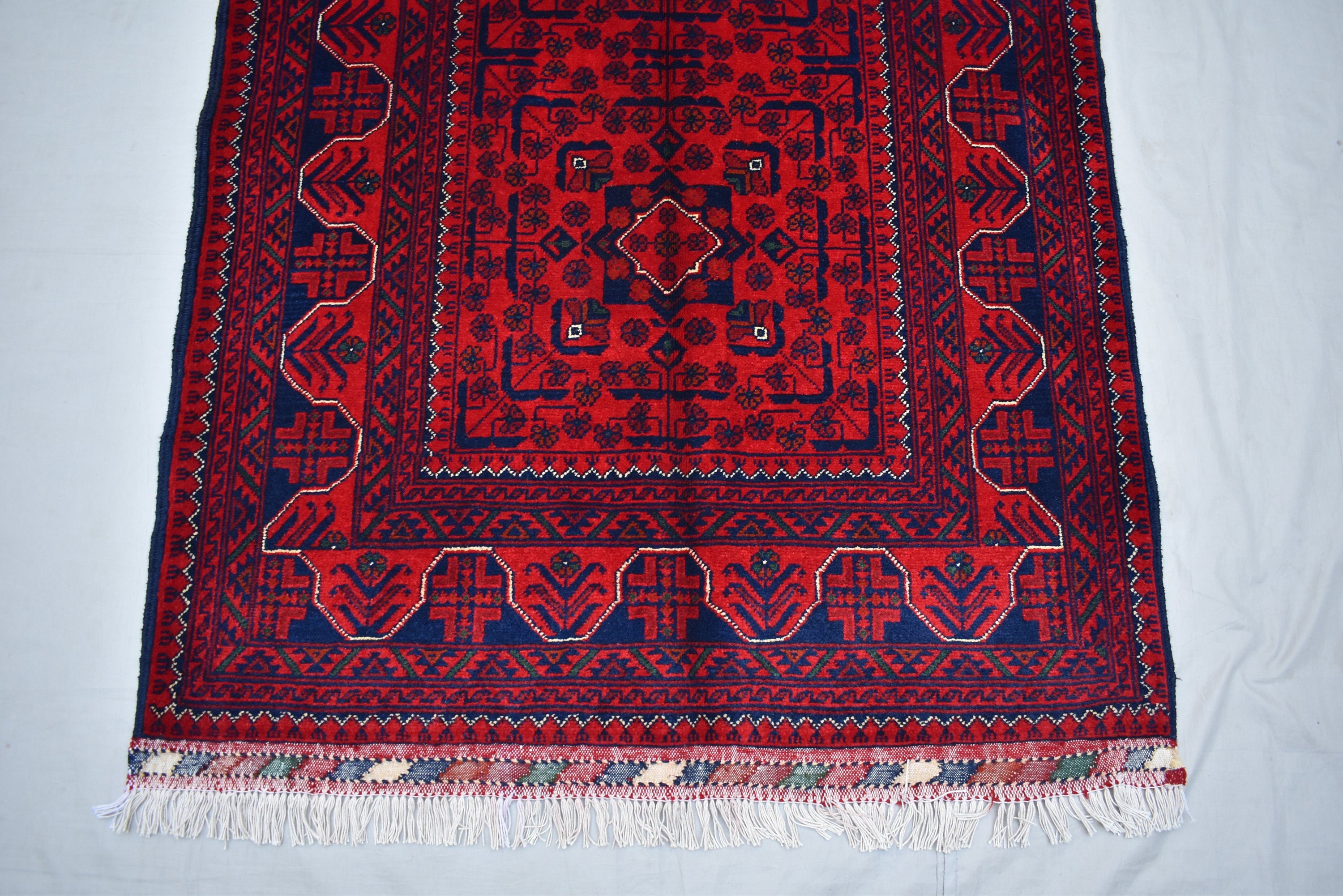 3x5Ft, Bukhara Rug Turkmen 100% Wool Afghan Vegetable dyes Rug, Boho Home Decor, Living Room Rug, Bedroom Rug, Red Rug for home