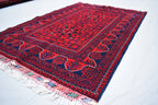 3x5Ft, Bukhara Rug Turkmen 100% Wool Afghan Vegetable dyes Rug, Boho Home Decor, Living Room Rug, Bedroom Rug, Red Rug for home