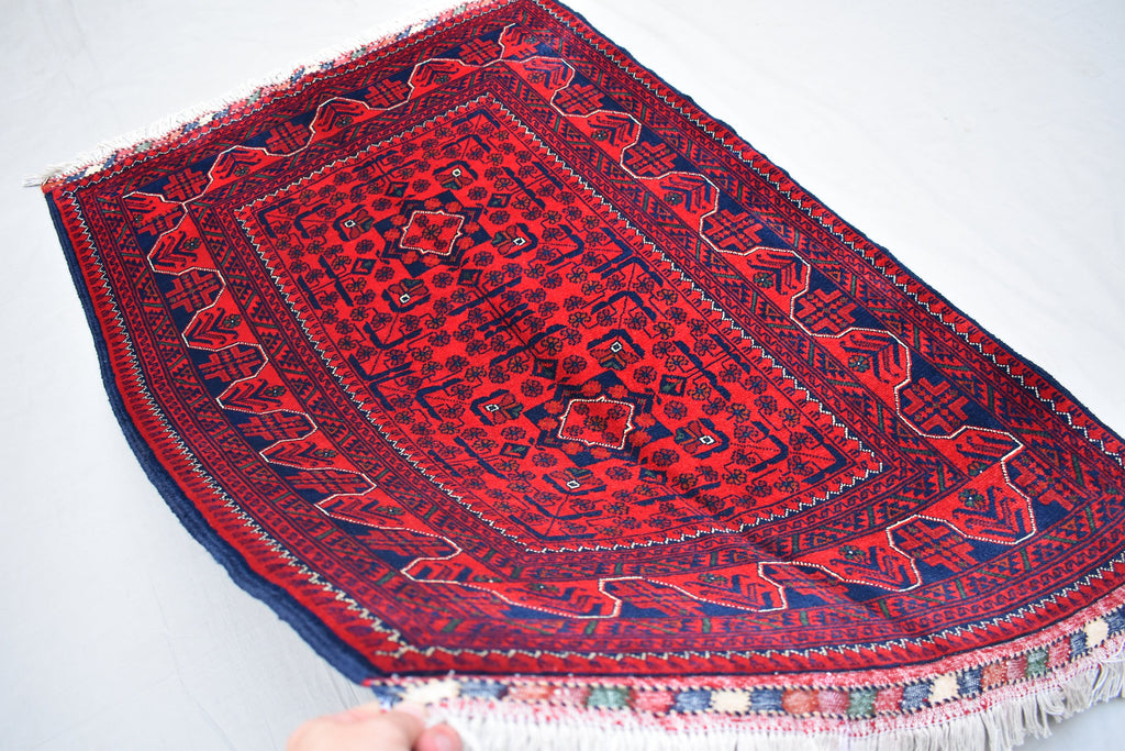 3x5Ft, Bukhara Rug Turkmen 100% Wool Afghan Vegetable dyes Rug, Boho Home Decor, Living Room Rug, Bedroom Rug, Red Rug for home