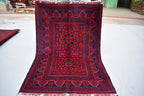 3x5Ft, Bukhara Rug Turkmen 100% Wool Afghan Vegetable dyes Rug, Boho Home Decor, Living Room Rug, Bedroom Rug, Red Rug for home
