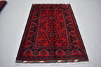 3x5 Handmade Afghan Bukhara Rug, Tribal Wool Rug, Traditional Oriental Bedroom, Living Room Rug. Perfect For Hallway or entryway 5.2x3.4 ft