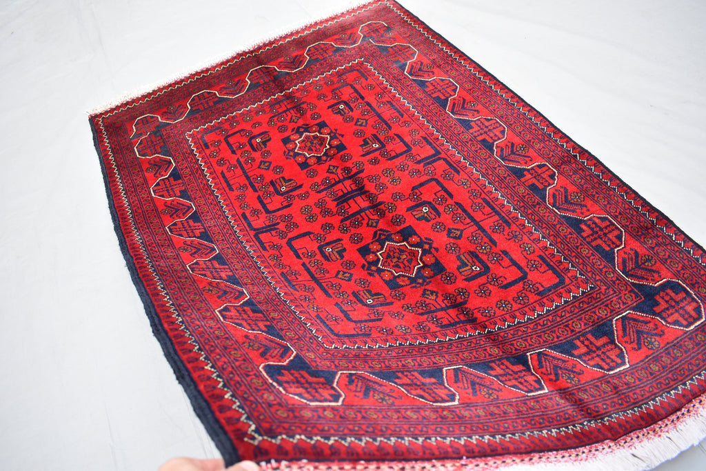 4.10 x 3.3 Ft Bokhara Rug Turkmen 100% Wool Afghan Veg dyes Handmade bukhara Pattern Turkmen Oriental Rug