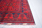 3x5 Red Handwoven Afghan Tribal Bukhara Turkmen Rug, 100% Wool, Nomadic Rug, Small Size Rug for Bedroom, Hallways, Entrance Soft and Durable