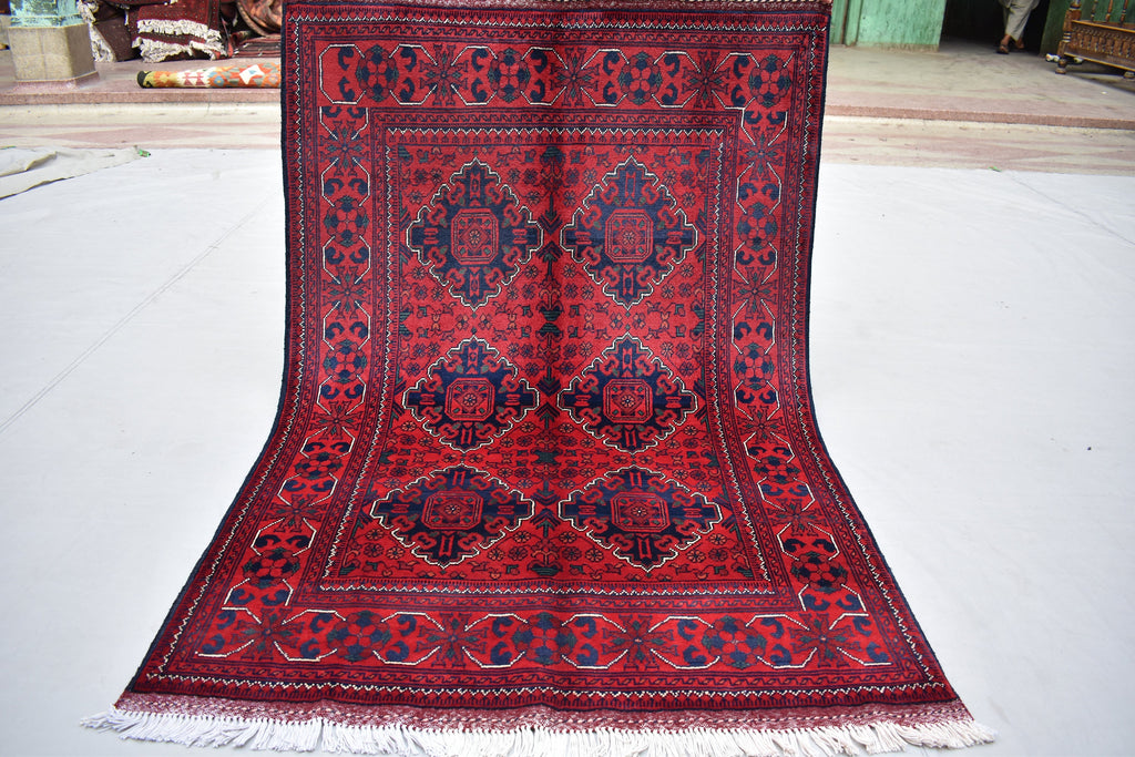 Ft 5.0 x 3.4 Bokhara Rug Turkmen 100% Wool Afghan Veg dyes Handmade bukhara Pattern Turkmen Oriental Rug