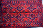 3x6Ft Bukhara Rug Turkmen 100% Wool Afghan Veg dyes Handmade Bukhara Pattern Turkmen Oriental Rug, Rugs For Living Room, Bedroom Rug