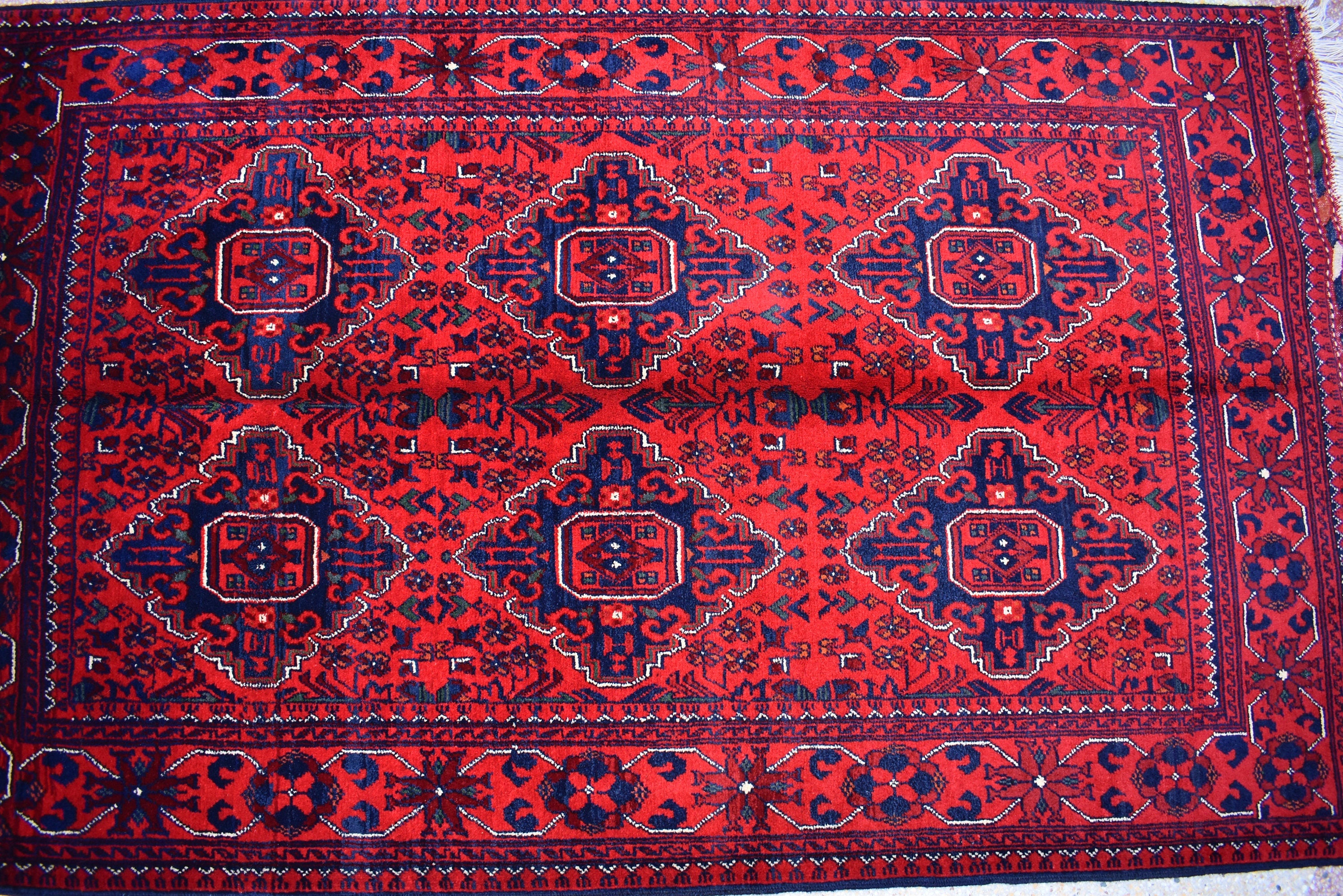 3x6Ft Bukhara Rug Turkmen 100% Wool Afghan Veg dyes Handmade Bukhara Pattern Turkmen Oriental Rug, Rugs For Living Room, Bedroom Rug