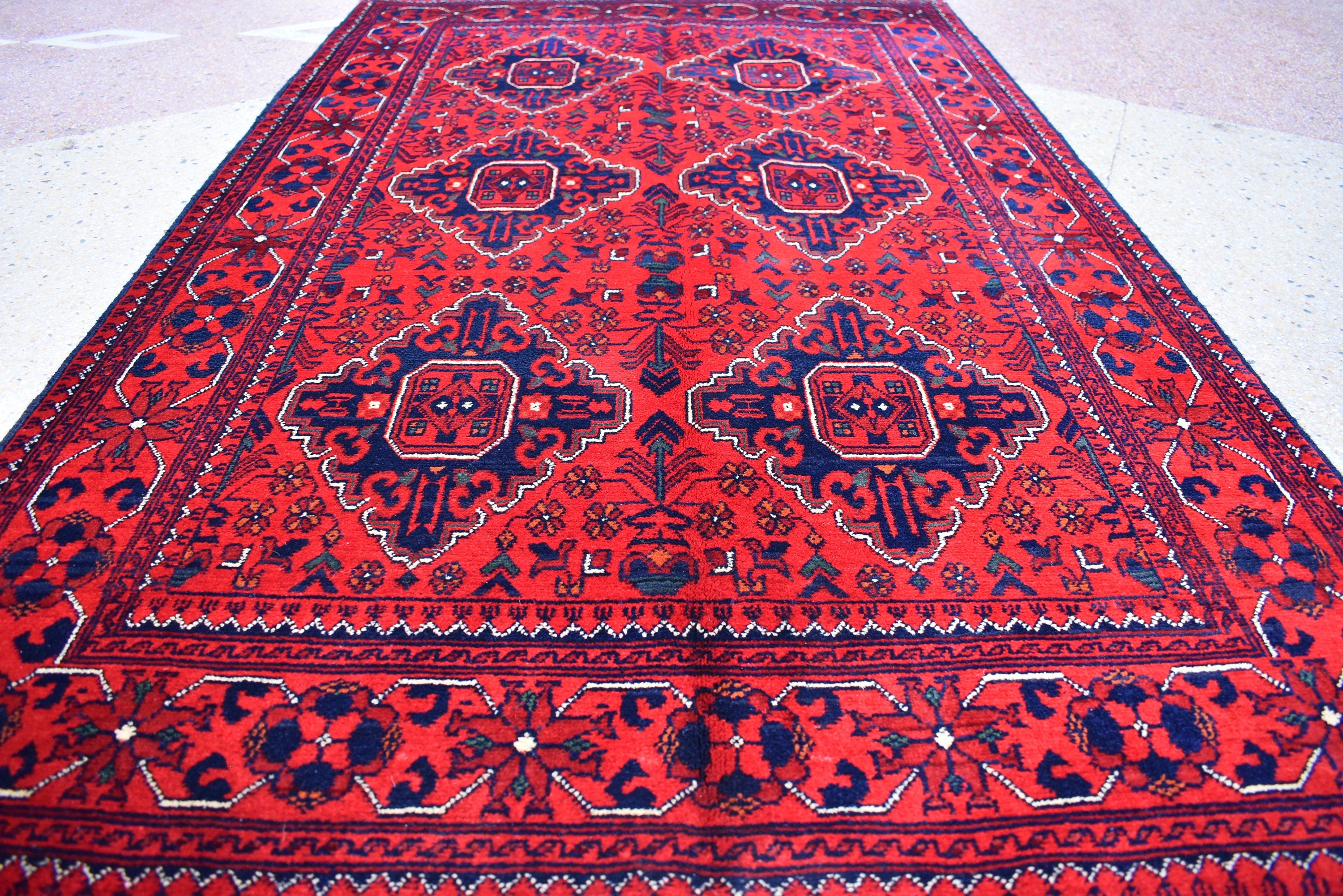 3x6Ft Bukhara Rug Turkmen 100% Wool Afghan Veg dyes Handmade Bukhara Pattern Turkmen Oriental Rug, Rugs For Living Room, Bedroom Rug