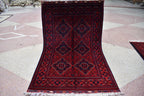 3x6Ft Bukhara Rug Turkmen 100% Wool Afghan Veg dyes Handmade Bukhara Pattern Turkmen Oriental Rug, Rugs For Living Room, Bedroom Rug