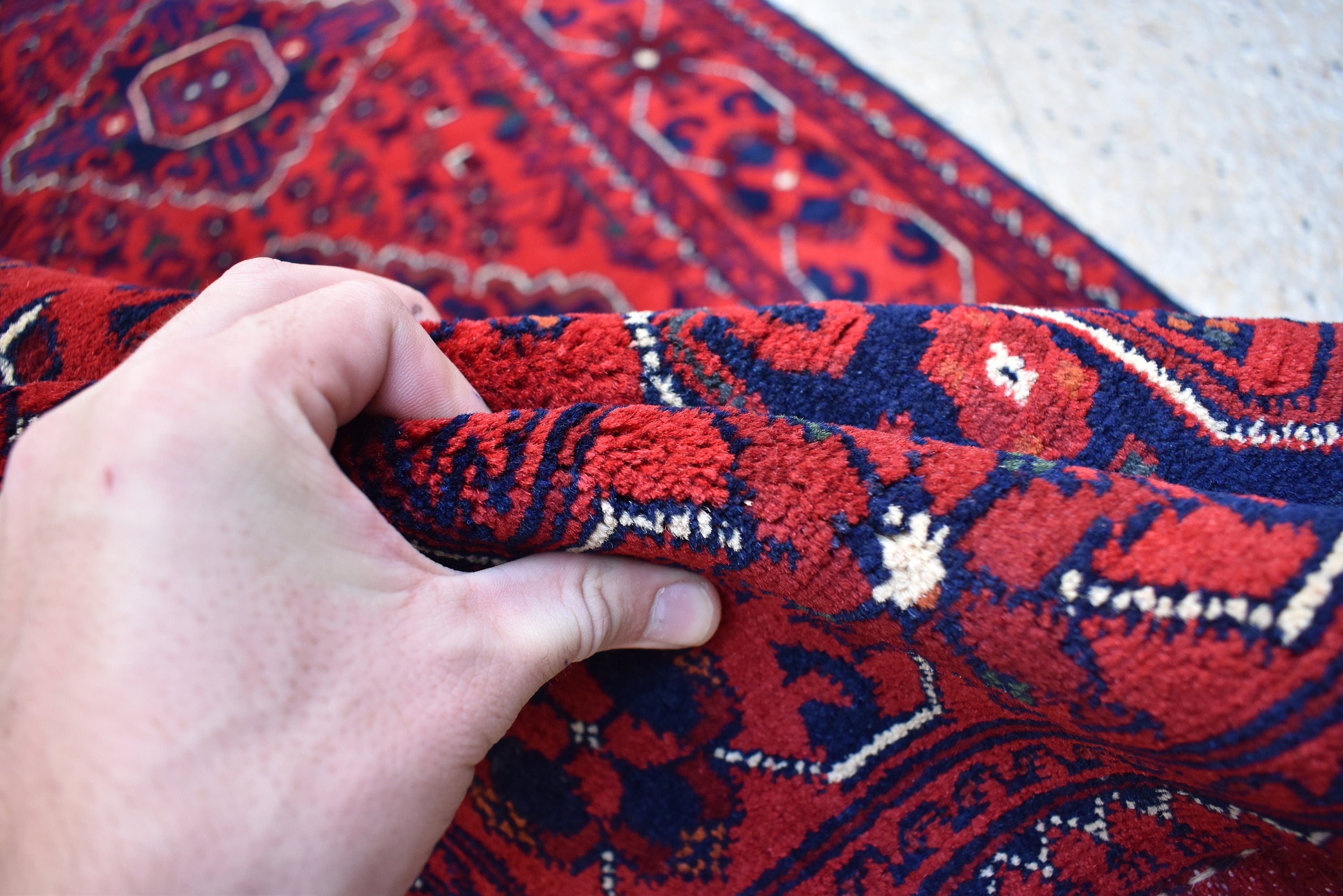 3x6Ft Bukhara Rug Turkmen 100% Wool Afghan Veg dyes Handmade Bukhara Pattern Turkmen Oriental Rug, Rugs For Living Room, Bedroom Rug
