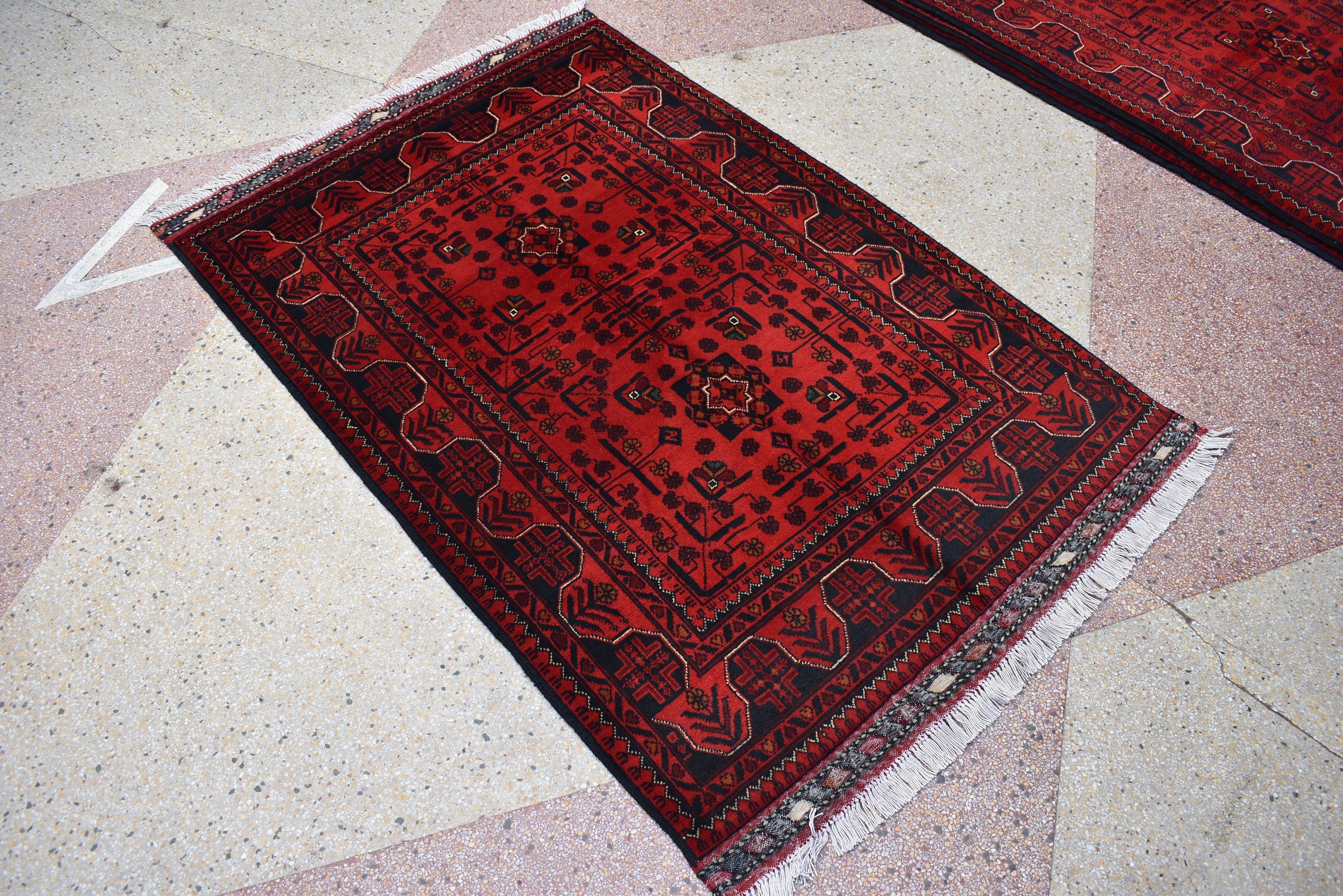 5.3x3.5Ft, Bokhara Rug – Handmade Afghan Turkmen Wool Carpet, Bukhara Pattern, Vegetable Dyed Oriental Area Rug, Small Area Rug, Bedroom Rug