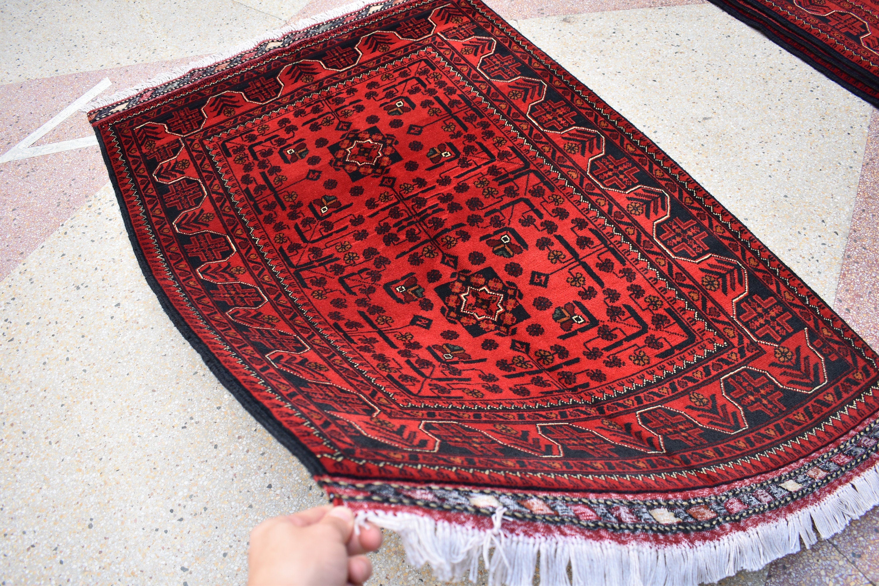 5.3x3.5Ft, Bokhara Rug – Handmade Afghan Turkmen Wool Carpet, Bukhara Pattern, Vegetable Dyed Oriental Area Rug, Small Area Rug, Bedroom Rug