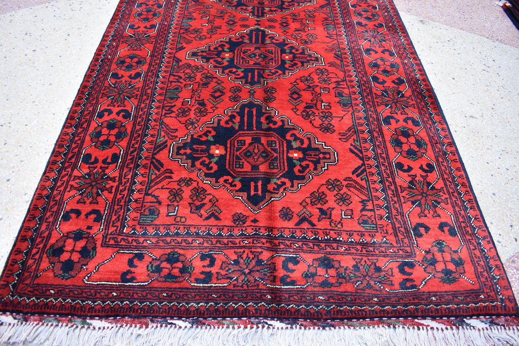 5.0x3.2 Ft Bokhara Rug Turkmen 100% Wool Afghan Veg dyes Handmade Bukhara Pattern Turkmen Oriental Rug, Small Size Rug, Perfect for Bedroom