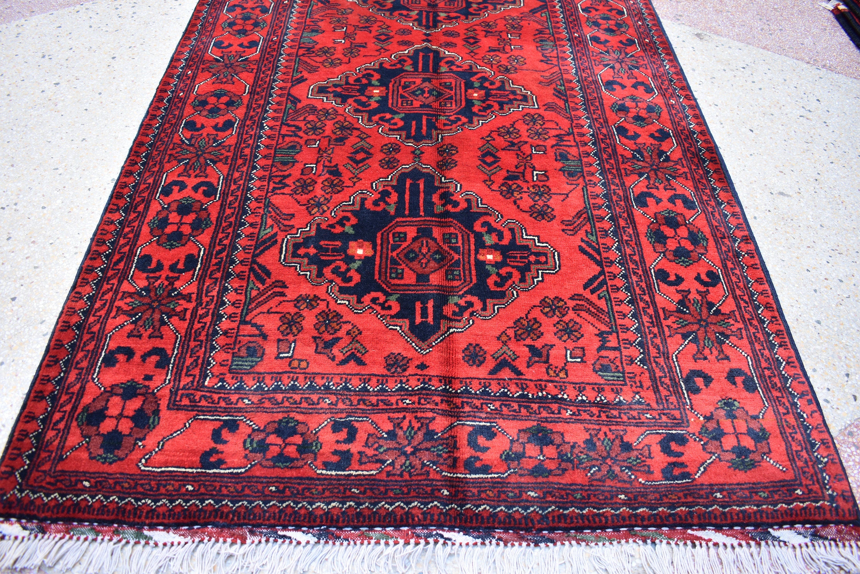 5.0x3.2 Ft Bokhara Rug Turkmen 100% Wool Afghan Veg dyes Handmade Bukhara Pattern Turkmen Oriental Rug, Small Size Rug, Perfect for Bedroom