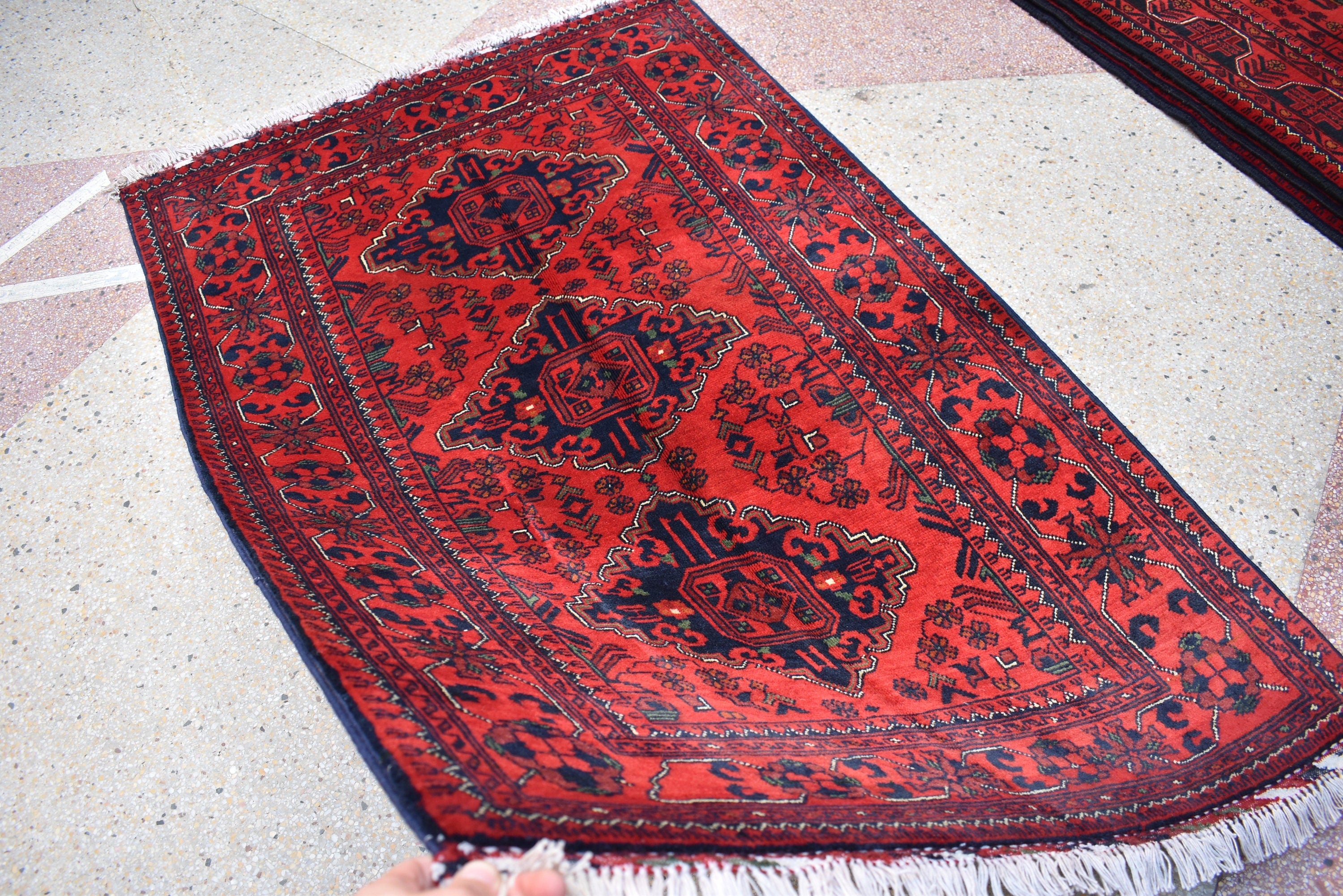 5.0x3.2 Ft Bokhara Rug Turkmen 100% Wool Afghan Veg dyes Handmade Bukhara Pattern Turkmen Oriental Rug, Small Size Rug, Perfect for Bedroom