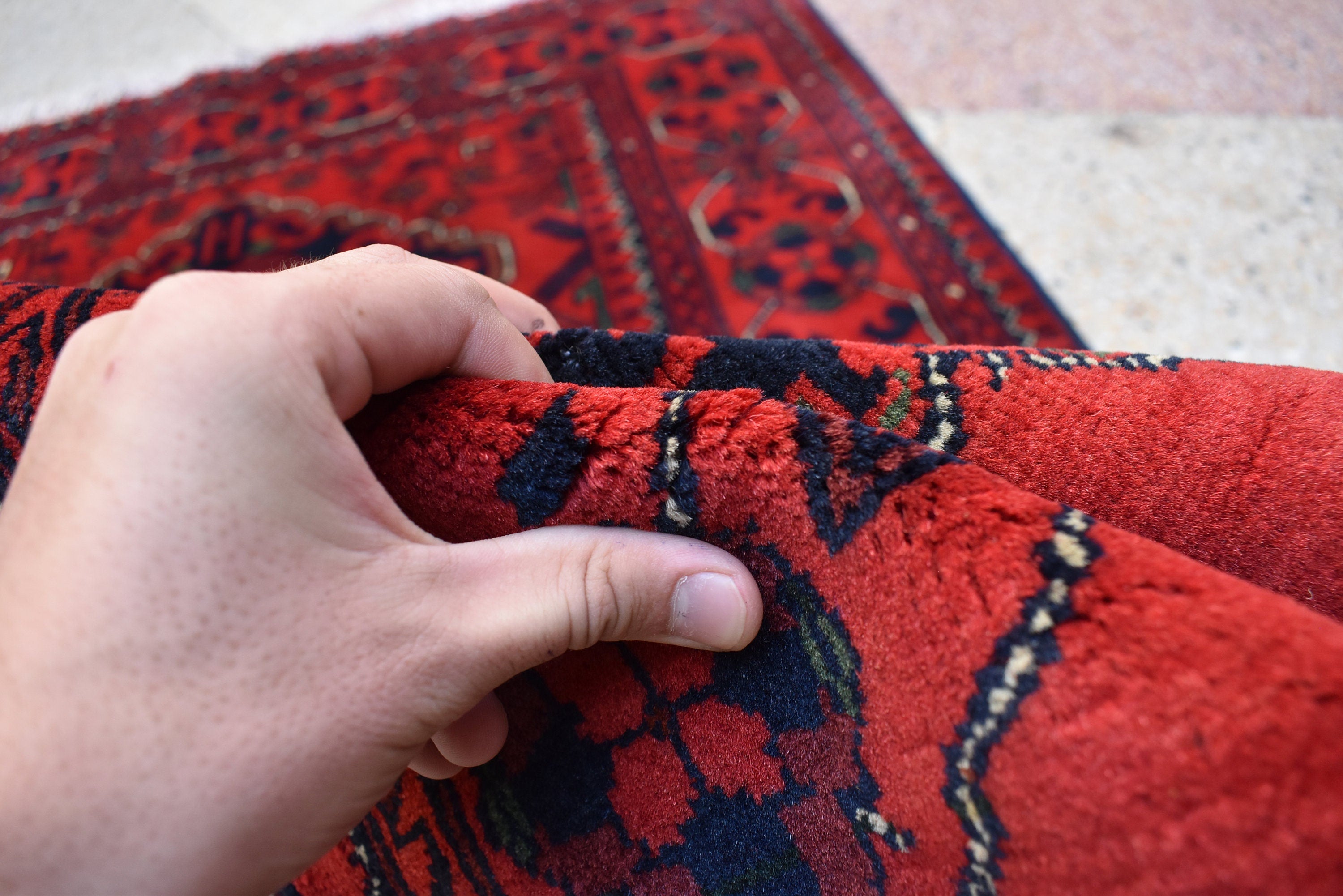 5.0x3.2 Ft Bokhara Rug Turkmen 100% Wool Afghan Veg dyes Handmade Bukhara Pattern Turkmen Oriental Rug, Small Size Rug, Perfect for Bedroom